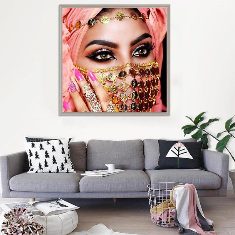5D DIY Ethnic Beauty Diamond Painting Embroidery Rhinestones Cross Stitch