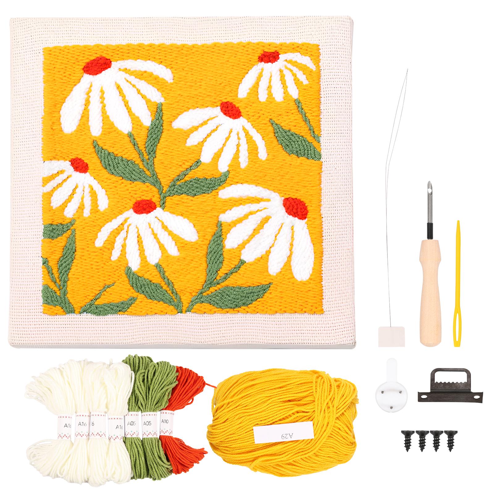 

DIY Punch Needle Embroidery Starter Kit For Beginner Kids Adults Handicraft Poking Embroidery Yarn Painting Arts Home Decor Gift