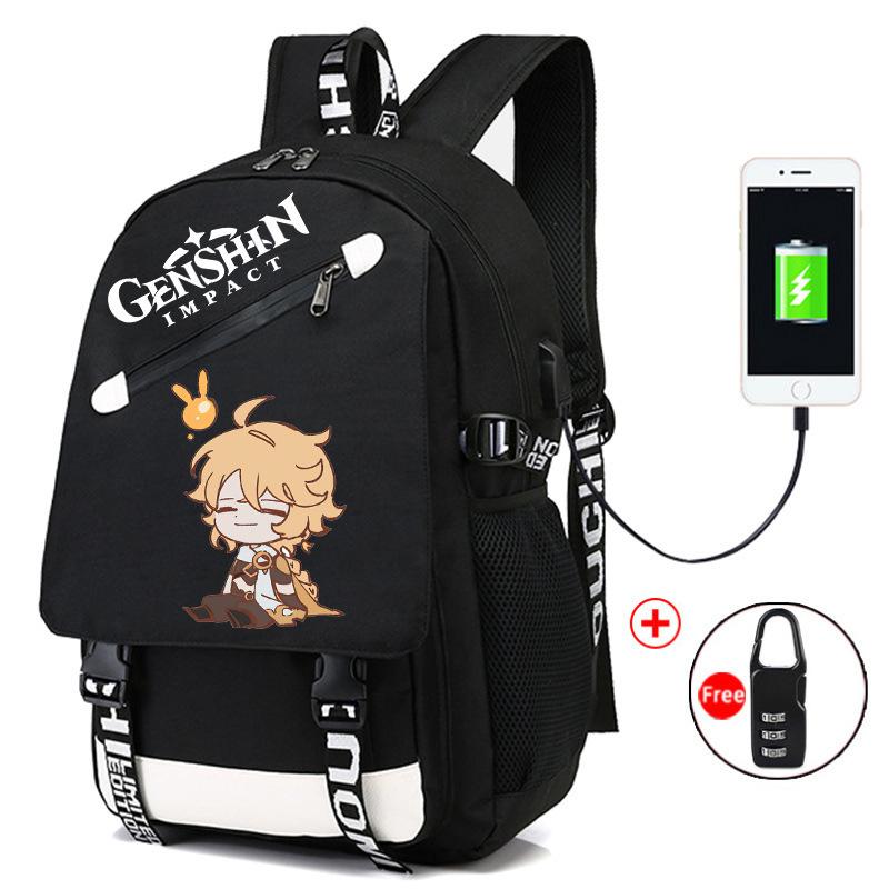 Backpack Anime, Genshin Surrounding Large Capacity Student School Bag Outdoor Travel Bag