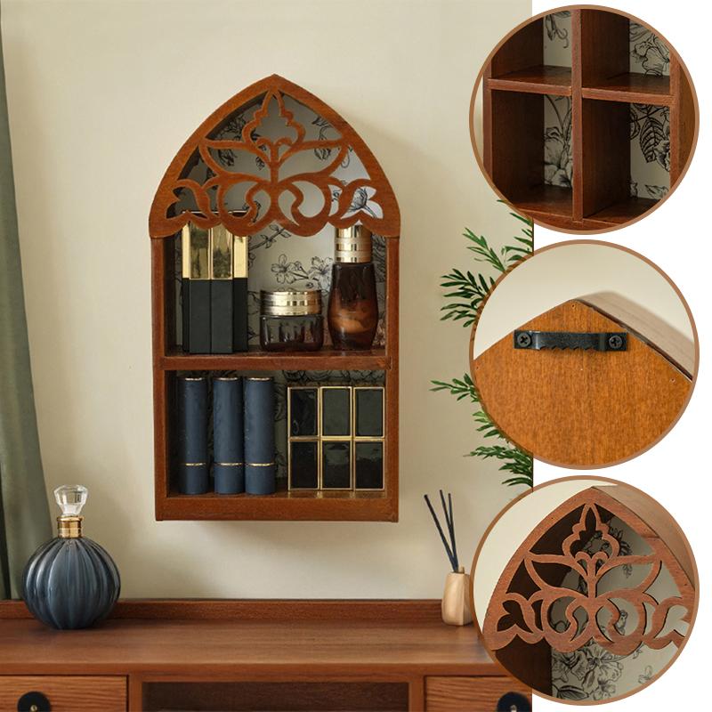 1PC Wooden Multi-Tier Wall Shelf Living Room Decorative Wall Rack Study With Intricate Carved Design Bedroom Shelf Vintage 2 Sizes
