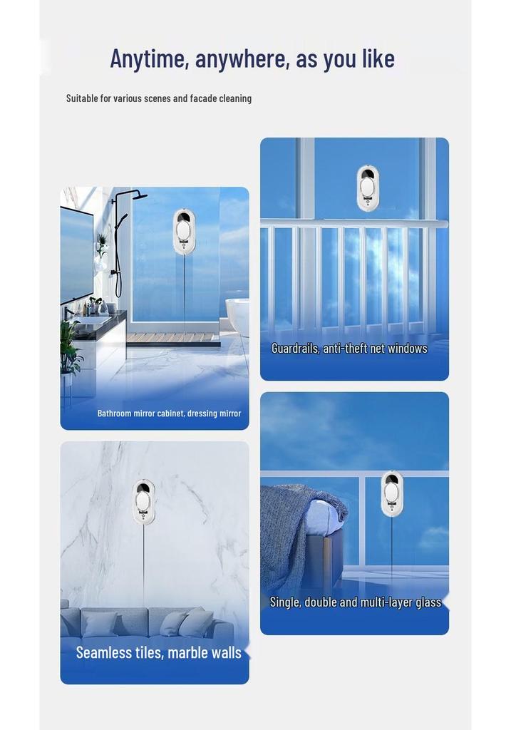 Automatic Window Cleaning Robot with Long Battery Life and Strong Suction