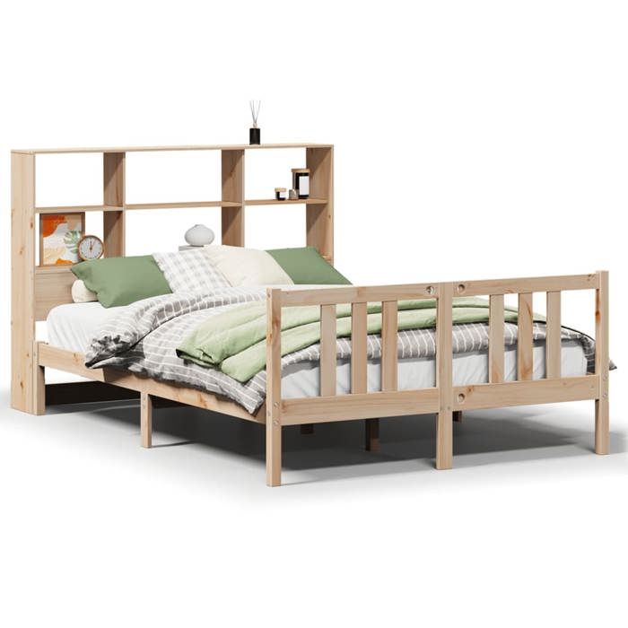 VidaXL Lit bibliothèque sans matelas 120x200 cm bois de pin massif, lit, meuble de chambre à coucher, lit avec rangement 3322313