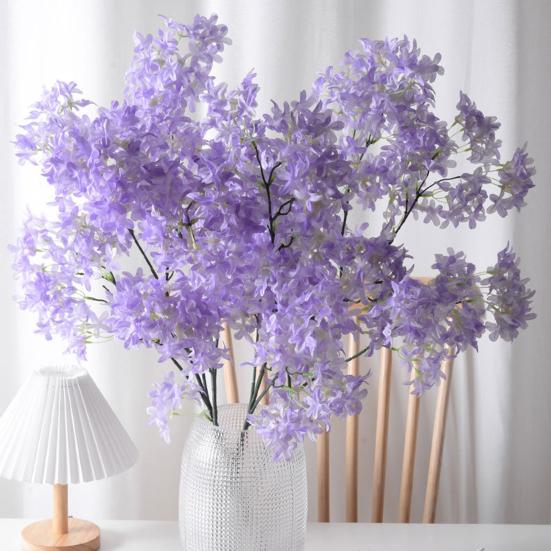 38" Artificial Lilac Flower Fake Long Stem Delphinium Branch Faux Silk Real Touch Lilac Floral Arrangement for Tall Vase Table Centerpieces Wedding