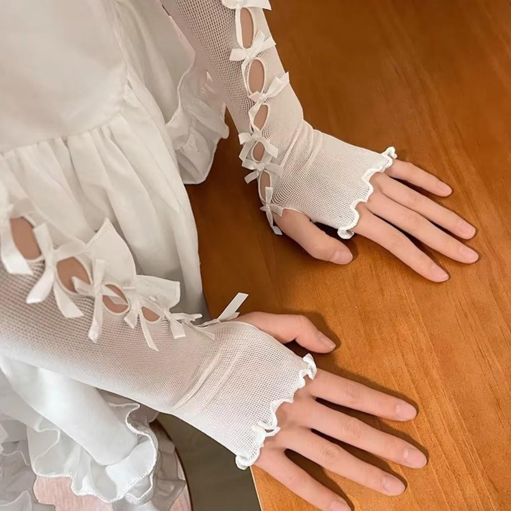 Flower Fingerless Long Gloves Lace Mesh Arm Sleeves Romantic Lace Gloves For Women Summer