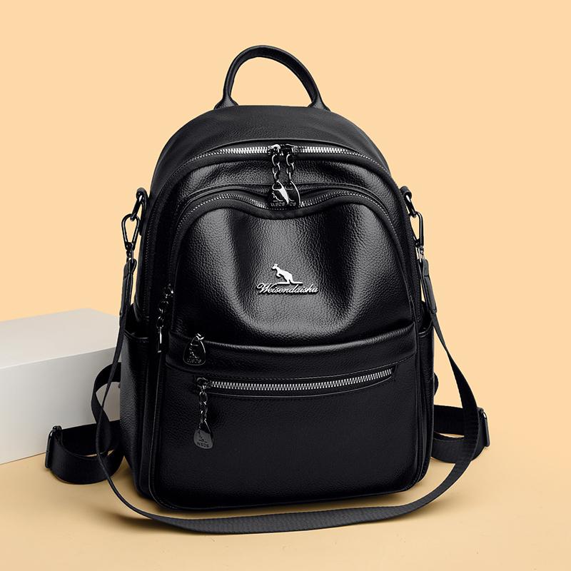 PU Backpack Women's Multi-function Shoulder Bag Large Capacity Travel Commuter Backpack