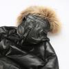 Off-road outdoor sports and leisure NB leather down jacket men's and women's thickened medium and long hooded white duck down jacket