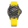 [.co.jp Exclusive] WENGER SEAFORCE Men's Quartz Analog Watch with Stainless Steel Case (316L), Black Ice Dial, Yellow Silicone Strap, 200m Water Resis