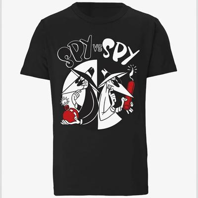 VTG Spy Vs Spy Cartoon T-Shirt Mens Womens Tees Top Black Unisex Cotton All Sizes JJ3432