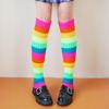 Y2K Neon Ribbestrikkede Leggvarmere Halloween Kostyme Strikkede Lange Sokker for Kvinner & Jenter
