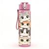 1PC Multi Layer Stacked Cat Cartoon Print 750ml Color Plastic Sports Water Bottle Leakproof Flip Straw Lid Suitable for Sports Office Home Use