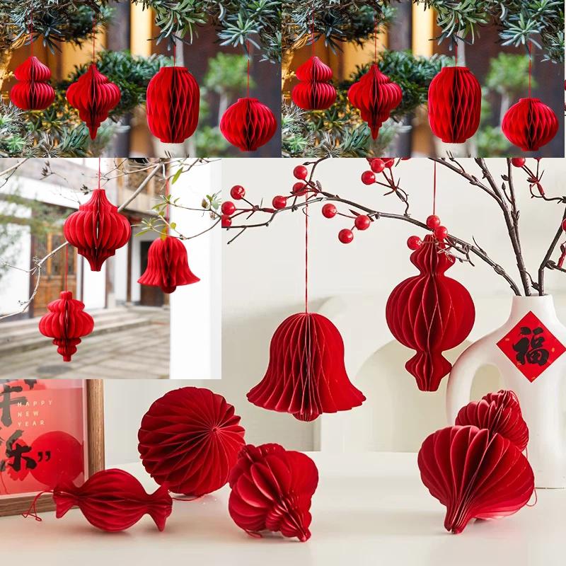 New Year Decorations 3D Honeycomb Pendants Hanging Ornament Christmas Balls New Year Decoration Navidad Xmas Tree Decor