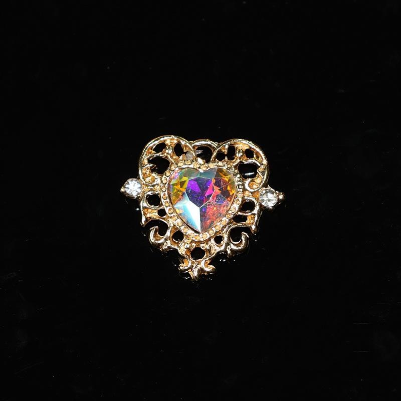 10Pcs Fashion Vintage Hollow Lace Crystal Peach Heart Love Accessories Baroque Alloy Accessories DIY Handmade Materials