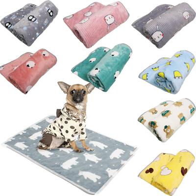 Cobertor macio de flanela para cachorro, cobertor fofo com estampa de desenho animado para animais de estimação, tapete de cama quente e respirável para gato e cachorro, cobertores de dormir, suprimentos para animais de estimação