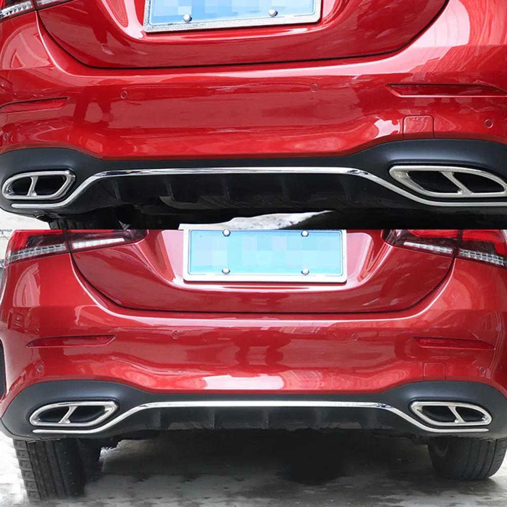 2 pcs stainless steel exhaust pipe trim cover for Mercedes Benz A B C E GLC GLE Class W176 W246 W205 W213 AMG car style