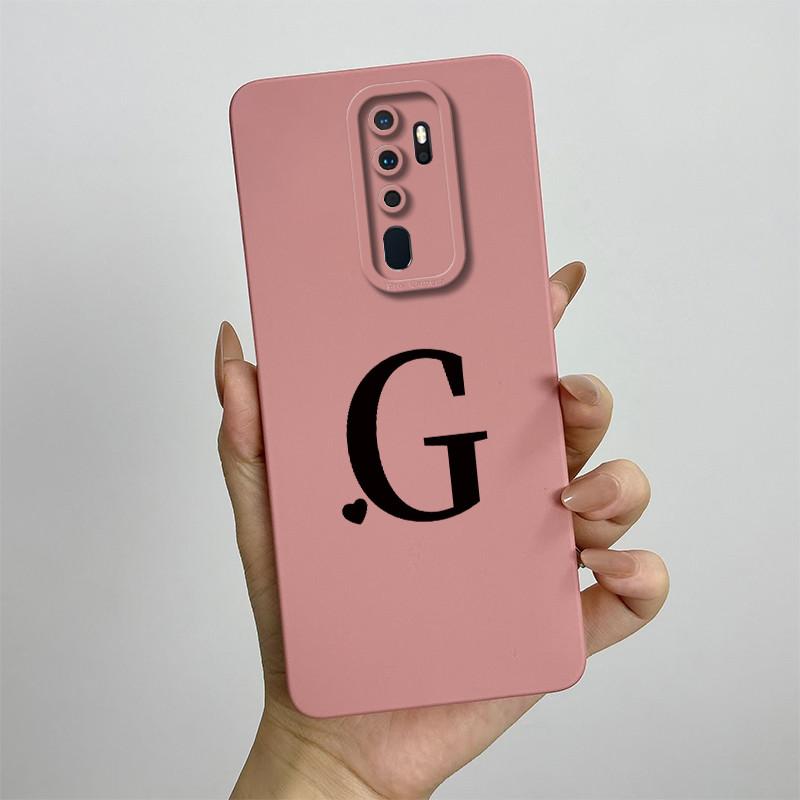 Cute Initial Letters Case For OPPO A5 (2020) Liquid Silicone Smooth Cases For OPPO A9 (2020) A11X Soft Cover OPPO A5 2020 Bag