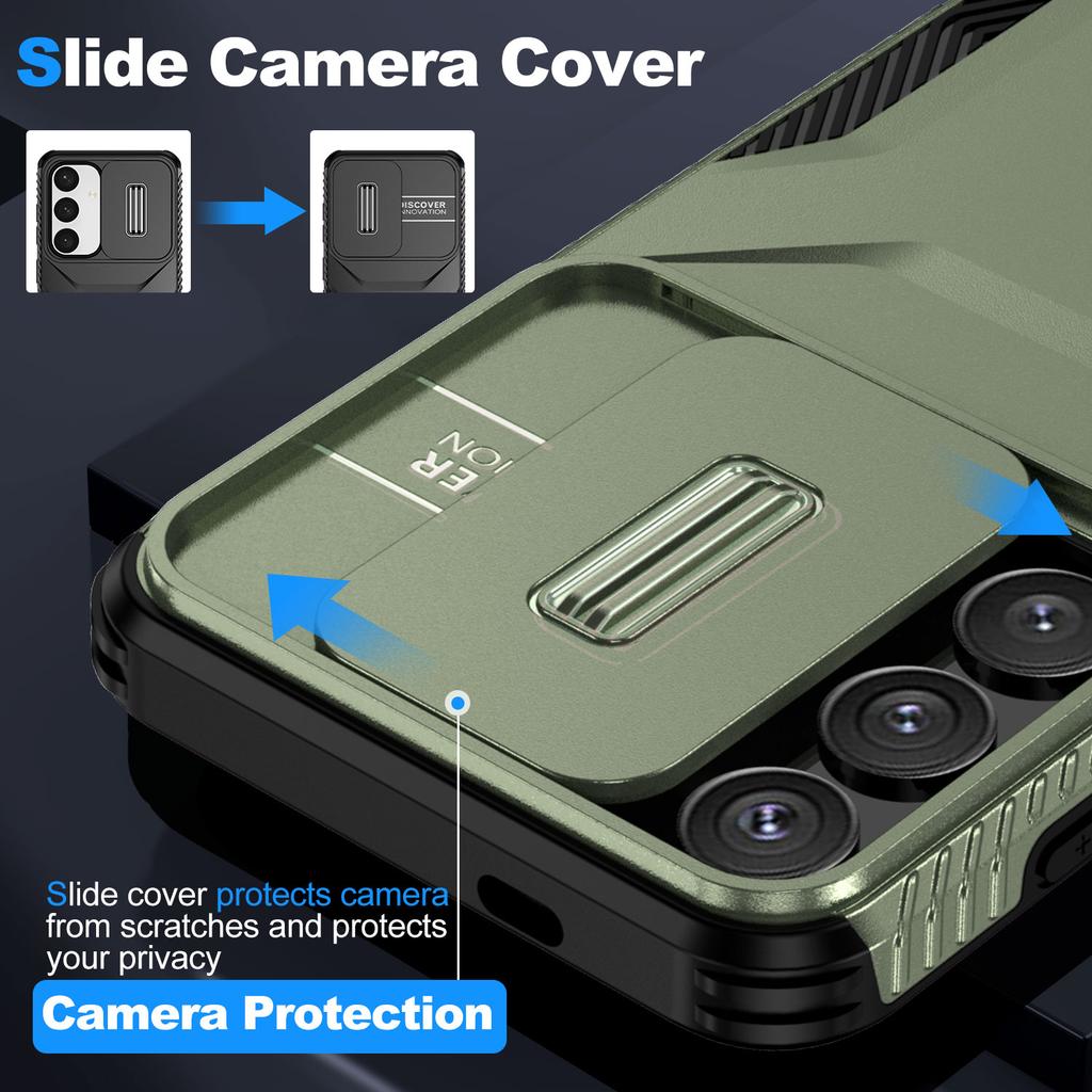 For Samsung Galaxy S25+/S24+ Phone Case with Slide Camera Cover PC+TPU Material