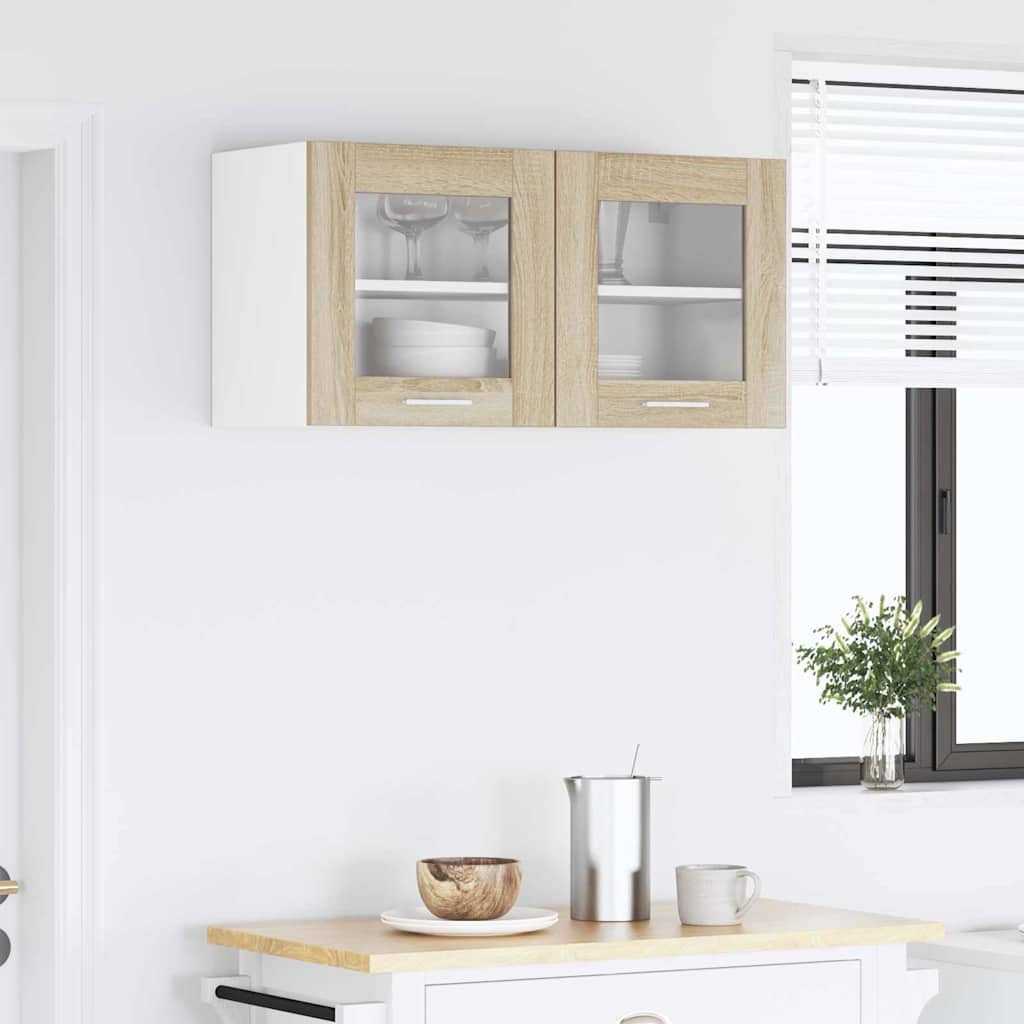 Wall Cabinet Sonoma Oak and White 80 x 31 x 40 cm