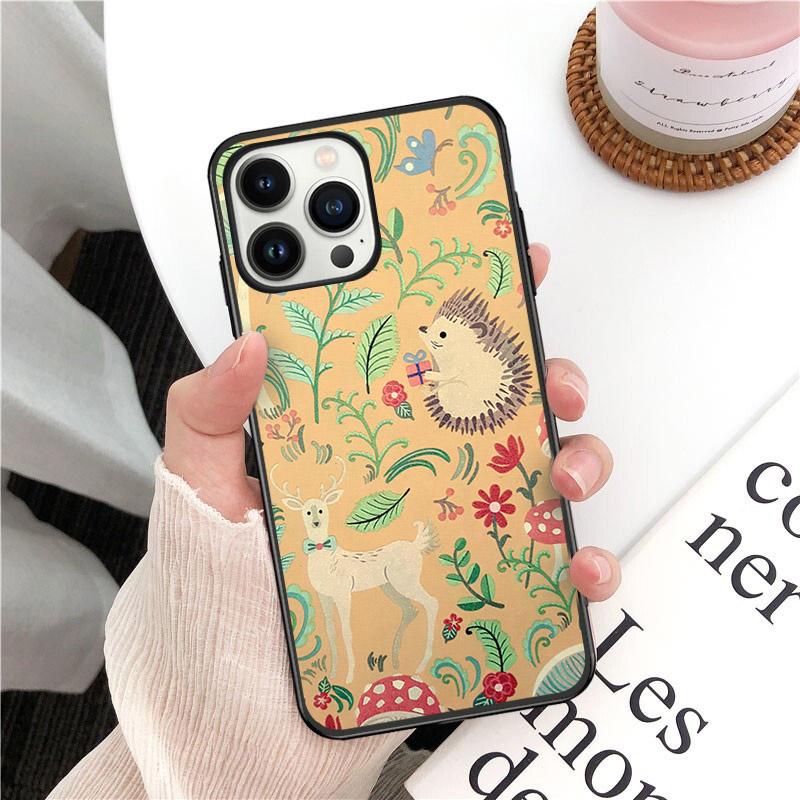 Animal Head Wearing Flowers Hedgehog Fox Phone Cover For Iphone 14pro 11pro 12 13promax 5 6s Xs 7 8plus SE Xr 12mini Coque Cases