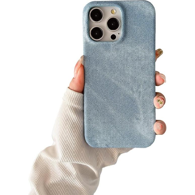 Caseative for iPhone 13 Pro Max Case,Denim Fabric Anti-Fingerprint Phone Case (Blue,13 Pro Max) светло-синий