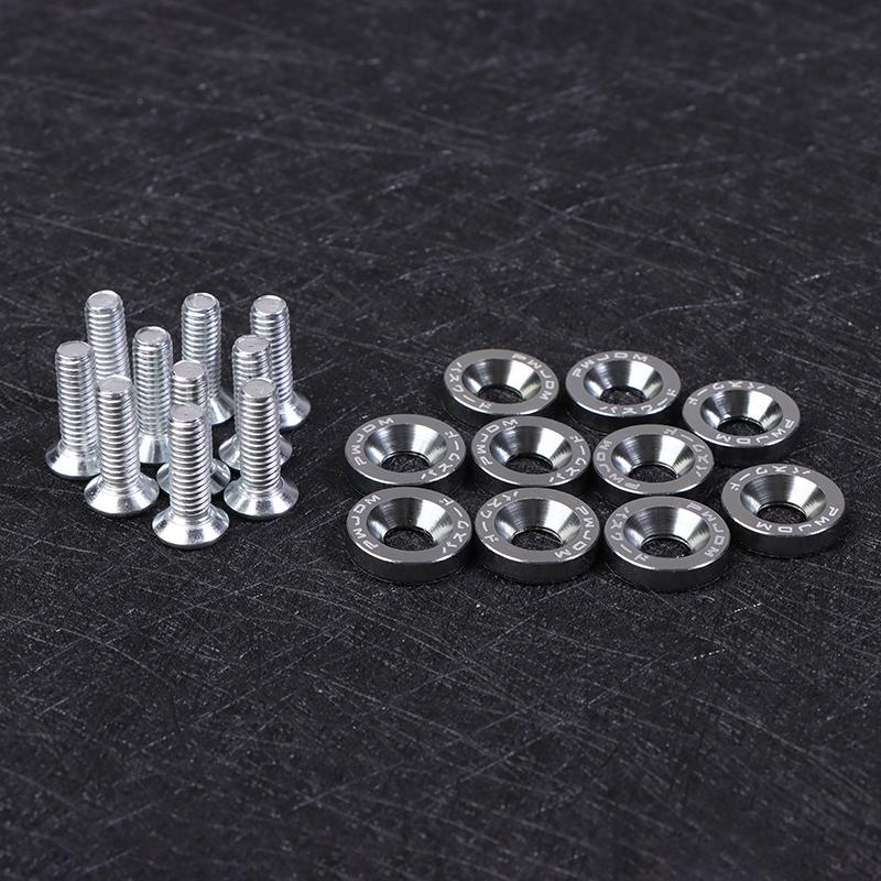 

10 шт. универсальные автомобильные гайки M6, болты, наклейки, пароль, шайба для крыла, болты для номерного знака, аксессуары для стайлинга автомобиля серый