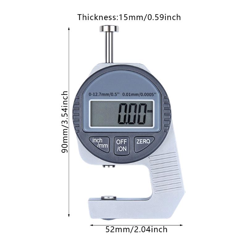 Digital Thickness Gauge Meter Measurement Tool for Paper Leather 0-12.7mm/0.5in 0.01mm Thickness Indicator Micrometer