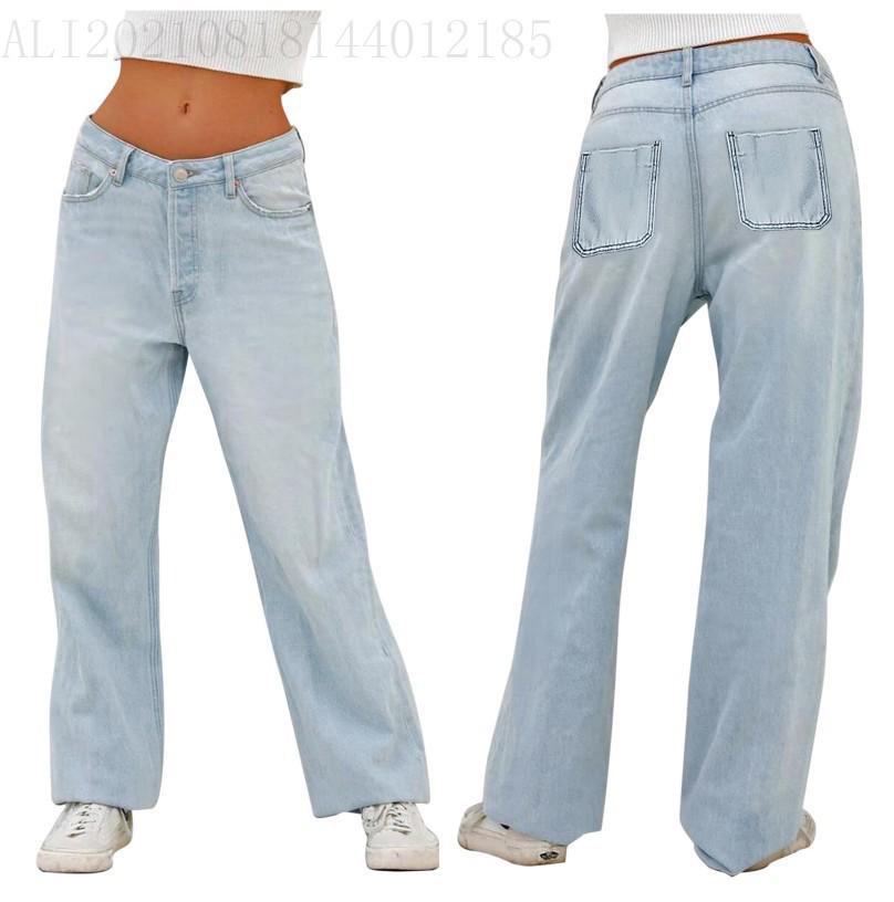 European and American Women's High Waist Loose Wide Leg Jeans