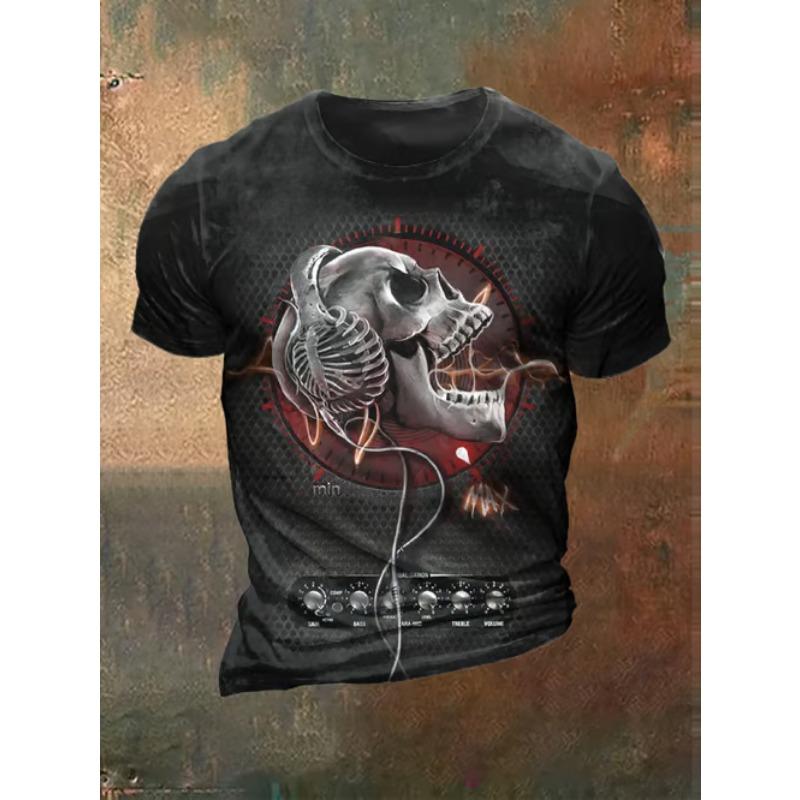 Vintage Men's T-shirts Dark Skull Graphic 3D Printed T Shirts Men Women Hip Hop Short Sleeve O-Neck Tee Loose Casual Street Tops