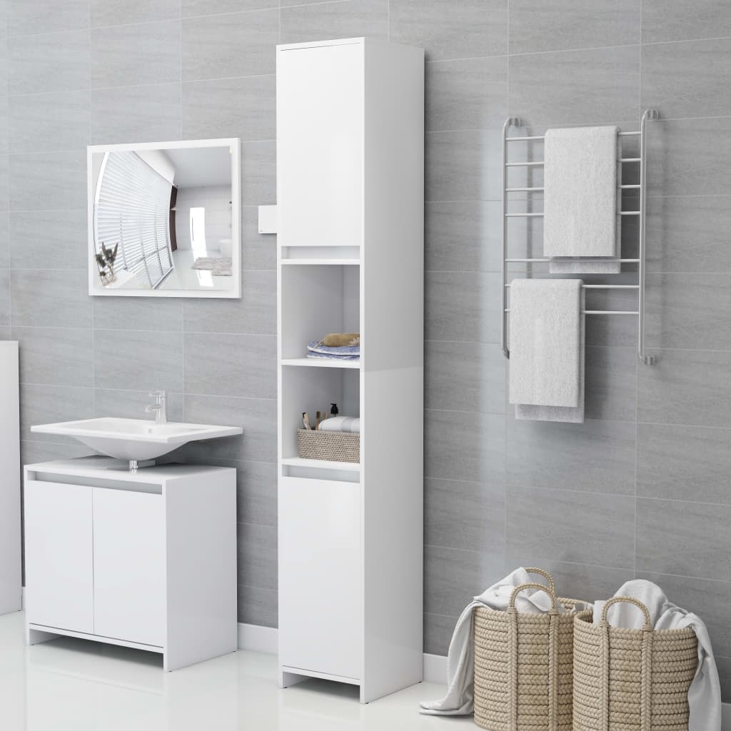 vidaXL Badezimmerschrank Weiß 30x30x183,5 cm Holzwerkstoff anti-blitz weiße