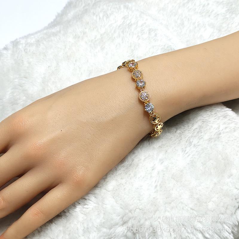 Korean Style Jade Zircon Bracelet for Women - Copper Electroplated Exquisite Hand Jewelry Copper
