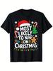 Funny Most Likely To Nap On Christmas Matching Family T-Shirt - 100% Casual Round Neck Short Sleeve