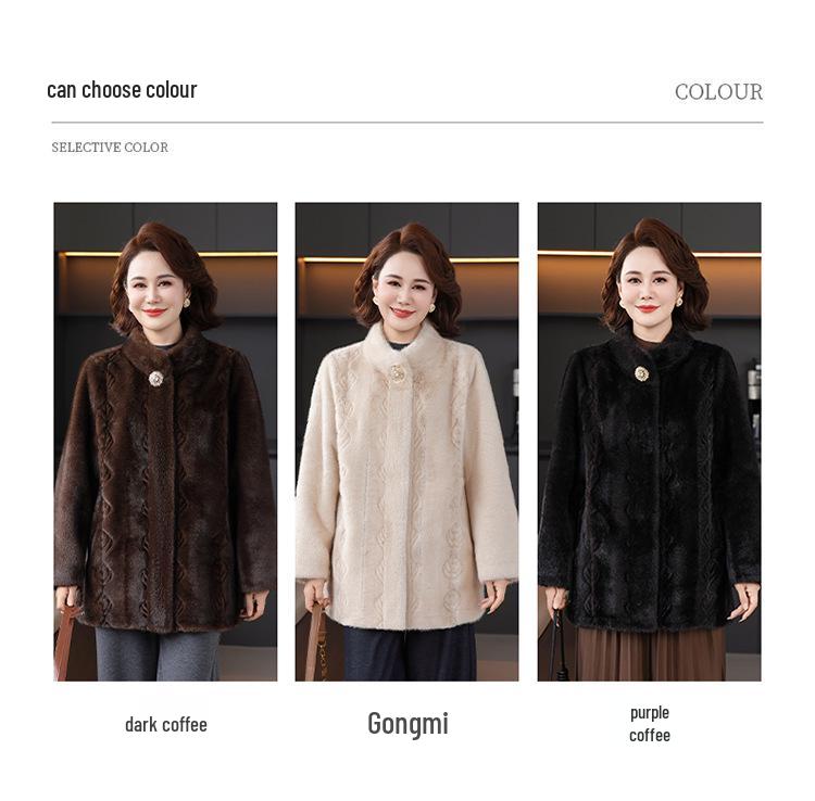 Mom's 2025 Faux Mink Velvet Winter Coat - Eco-Friendly Fur for Middle-Aged & Elderly Women in 40s & 50s