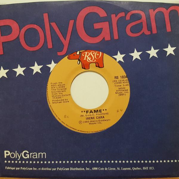 

7inch Record IRENE CARA / CONTEMPORARY GOSPEL CH - Fame / Never Alone RS1034 RSO 1980 Canada Dance & Electronica Used
