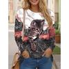 Women's T Shirts 3D Print Art Design Cat Pattern Long Sleeve Daily Weekend Fashion Funny Round Neck Regular Fit Spring Fall