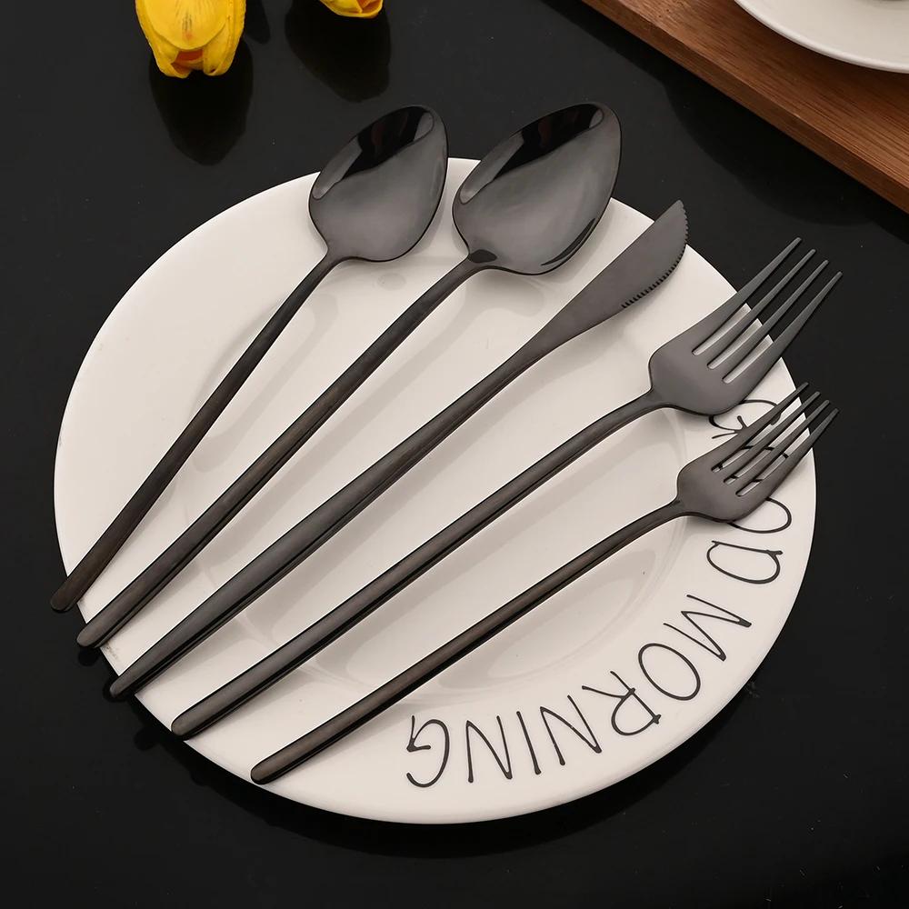 20Pcs Mirror Pink Gold Flatware Cutlery Set Sainless Steel Home Dinnerware Party Fork Spoon Knife Kitchen Dinner Tableware Set