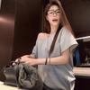 Spicy Girl Asymmetrical Neck Short-Sleeve T-Shirt - Women's Summer 2025 Korean Style Loose Slimming Top