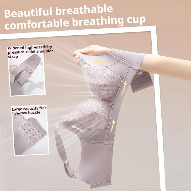 Thin No-rims Plus-size Bra for Women Adjustable Push-up Anti-sagging Bra for Large Breasts