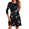 Abito Corto Casual da Donna alla Moda con Stampa, Girocollo e Maniche a Tre Quarti