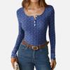 Women's Slim Bottom T-shirt Fashion Casual Gradient Printing Round Neck Pullover Long Sleeve Top