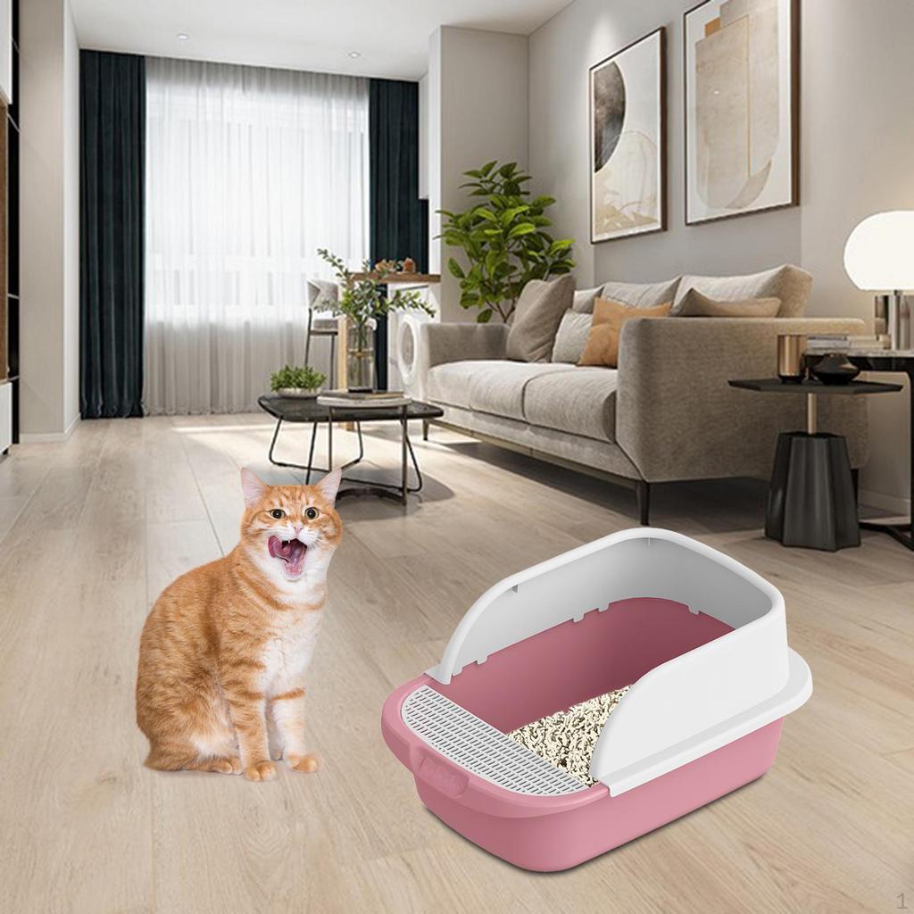 Cat Toilet Sand Box Litter Tray Semi Enclosed Easy Clean Anti Splashing for Travel Supplies