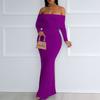 Spring Women's Fashion Solid Color Sexy One-shoulder Long Skirt Dress