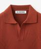 BLOND9 Cotton Hash Open Collar Short Sleeve Knit_Red Brick