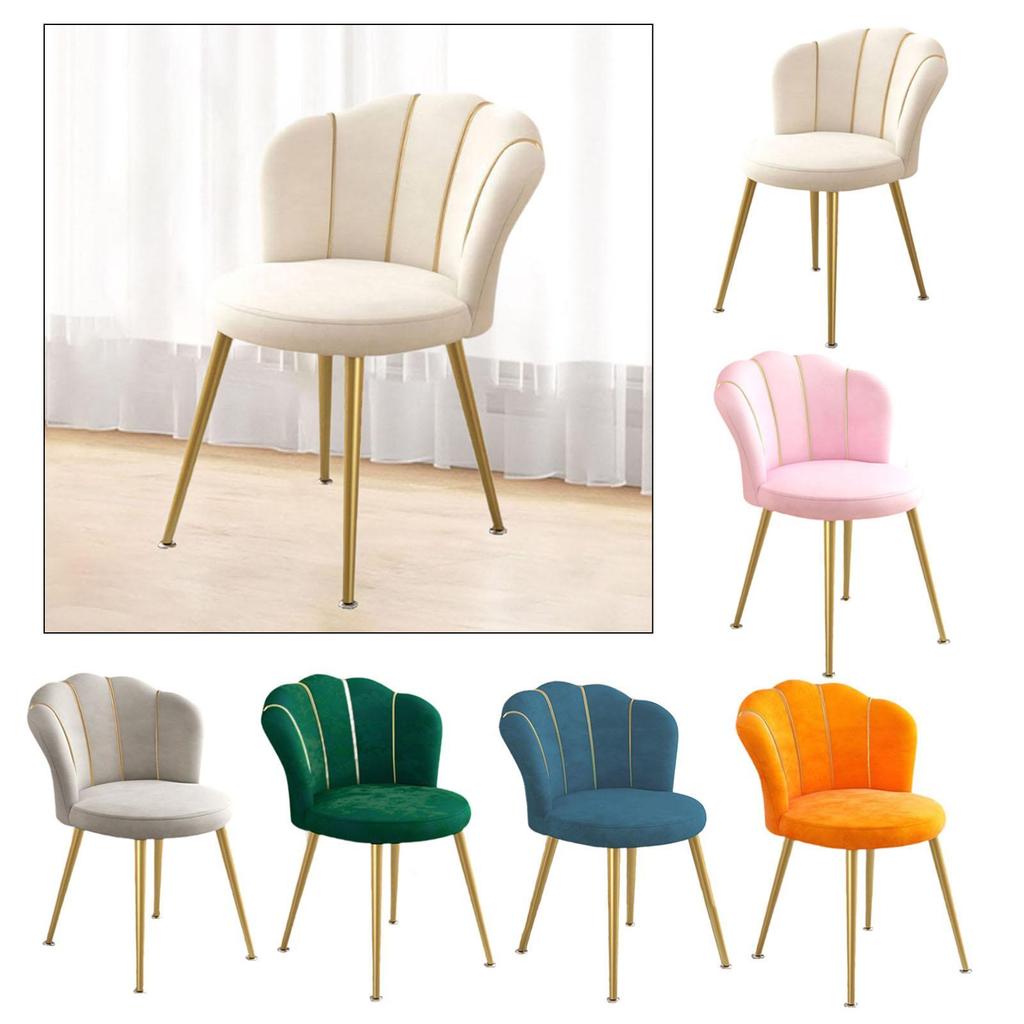 Vanity Chair Light Luxury Upholstered Seat for Beauty Salon Dining Room Cafe Beige
