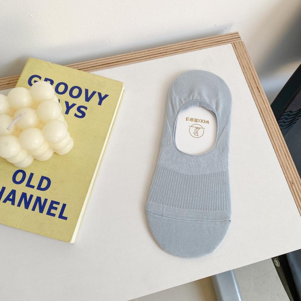 Solid Color Basic Vertical Strip Silicone Non-Slip Invisible Socks For Women Do Not Fall Off The Heel Shallow Mouth, Summer Versatility