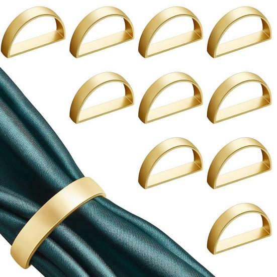 Napkin Rings Polished Zinc Alloy Modern Simple D-shaped Smooth Surface Half Round Napkin Ring Dining Room Accessories