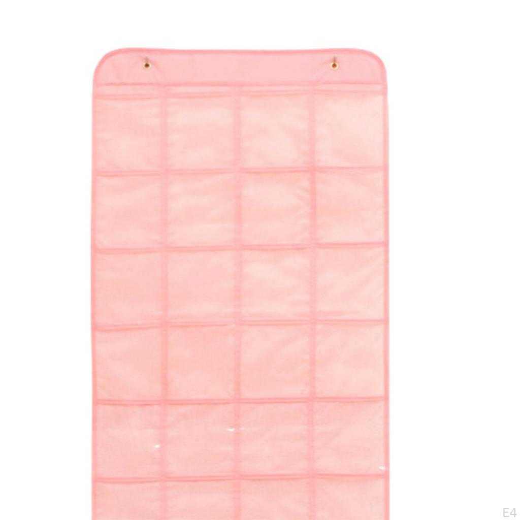 Classroom Pocket Chart Hanging Organizer Pink Household Organization Clear Pockets for