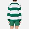AMIPARIS Cotton Plain Knit Striped Long Sleeve Polo Shirt Autumn Men Tops White Green A21HJ21175-301