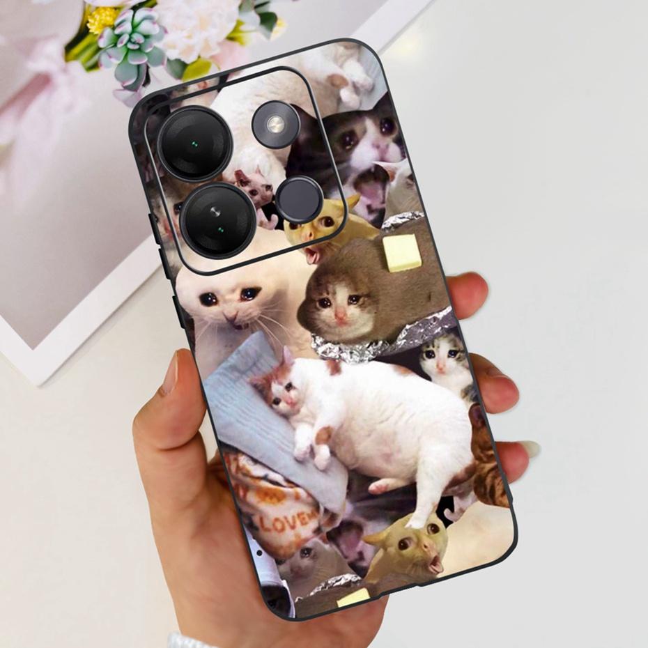 Case For Infinix Smart 7 HD Cute Flower Cat Pattern Soft Silicon TPU Phone Bumper For Infinix Smart 7HD X6516 Back Cover