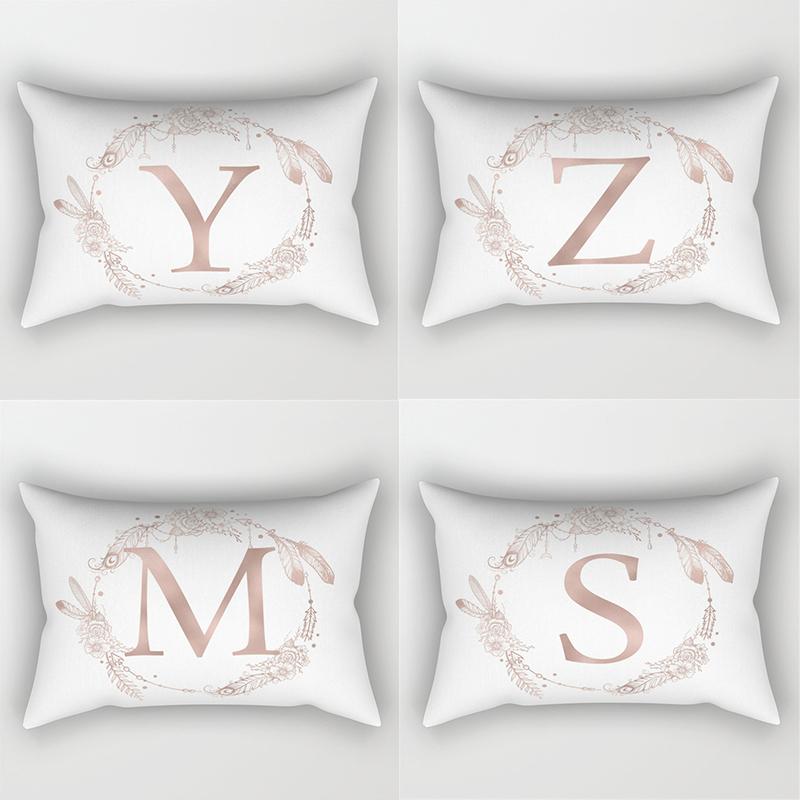 30x50cm English Alphabet A-Z Letter Print Pillowcase Custom Polyester Short PLush Line Sofa Room Home Decoration Cushion Cover