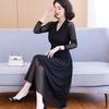 Fashionable Long Sleeve Dress Women V Neck Plus Size Flowy High Waist Elegant Spring Autumn Style