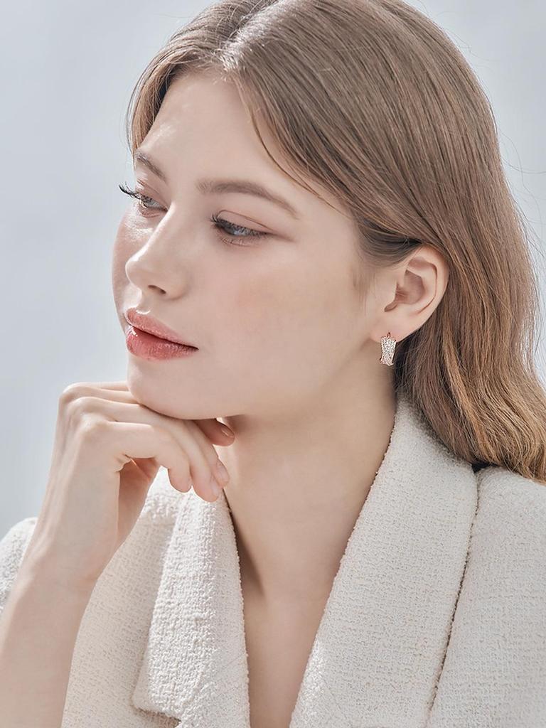[ELLE Jewelry] 14K GF Bold Rhinestone One-Touch Ring Earrings ELGPEE535